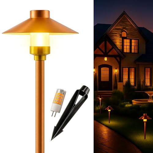 MIK Solutions LED Pathway 126 Landscape Light 12V Solid Copper Low Voltage 4W G4 LED Light Bulb Warm...
