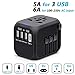 Produktbild Universal Reiseadapter Weltweit Reisestecker mit 3 USB Ports und Type C Steckdose 5A International Ladegerät für Reisen in EU,UK,US, AU Über 200 Ländern