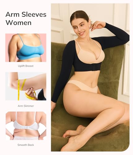 LODAY Arm Compression Sleeve Women Upper Arm Shaper Lipo Post Surgery Arm Sleeves for Women4