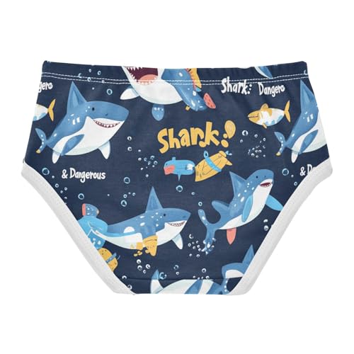 Wusikd Cartoon Sharks Blue Girls' Underwear Cotton Cute Girls Briefs Soft Toddler Underwear 2T2