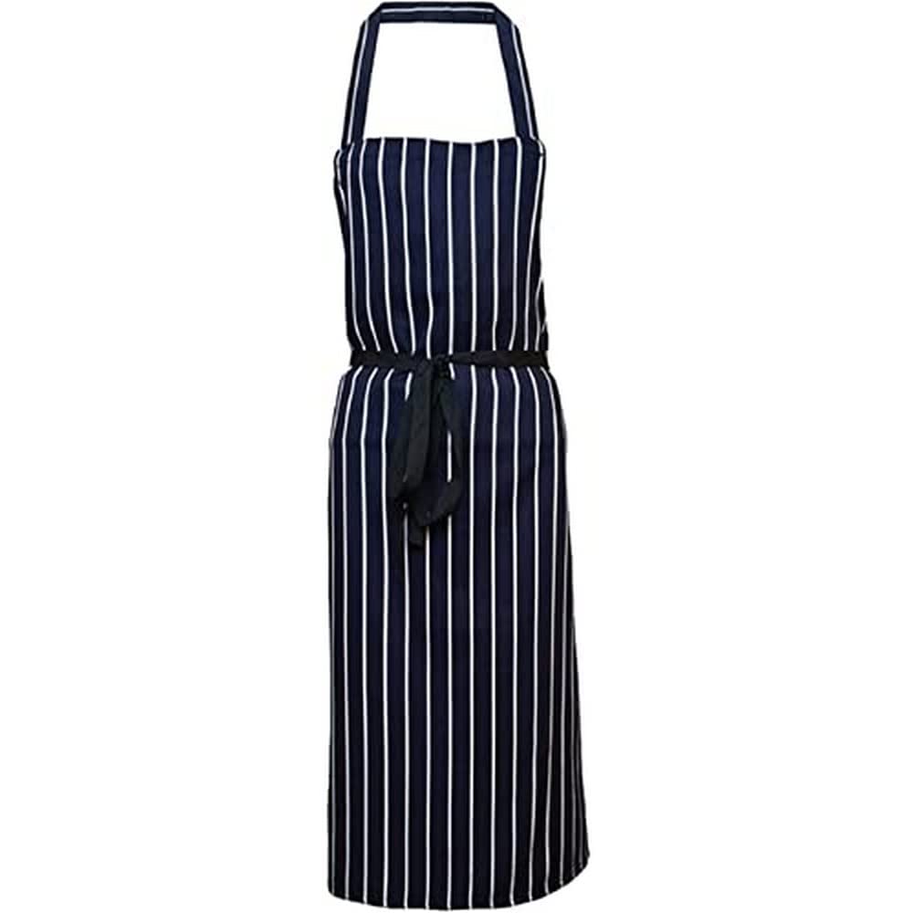 Pegasus Aprons Chefs Apron Navy & White Stripe 100% Polyester Bib Apron for Professional Butchers and Kitchens