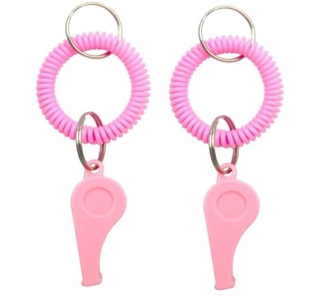 Pink Sports Whistle with Adjustable Wrist Strap - High-Frequency Sound for Coaches, Referees and Team Sports, Durable Plastic Emergency Whistle for Soccer, Baseball and Outdoor Safety（2Pcs）