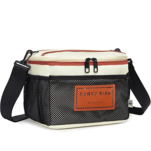 Sunny Bird Insulated Lunch Bag With Foldable And Leakproof Design, Thermally Insulated, Shoulder Strap For Women, Men And Teen (White 002) #TOP28