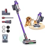 50KPA/600W/65Min(ECO) VAC02 Mejorada Aspiradora sin Cable, Aspiradora Vertical con Cepillo para Colchón, Modo Automático, Cepillo Anti-Enredo, Luz Verde, Fragancia, Carga Mural para Suelos y Alfombras