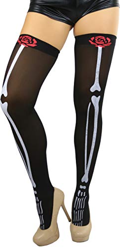 Image of ToBeInStyle Women's Scary Skeleton Leg Bones Halloween Hosiery Tights & Thigh High Stockings