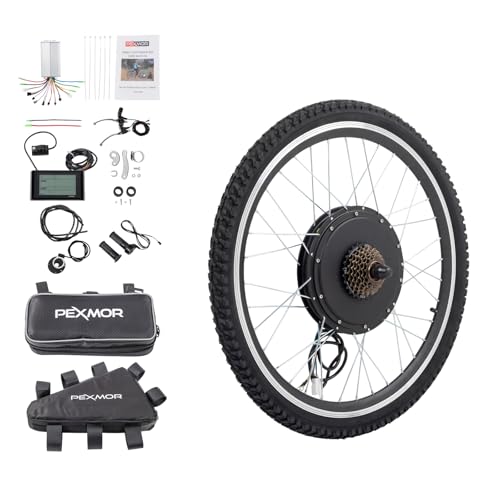 PEXMOR Electric Bike Conversion Kit, 48V 1000W 26' Rear Wheel E-Bike Hub Motor Kit, Upgrade 3 Mode Controller w/PAS/LCD Display/Twist Throttle Ebike Bicycle Wheel Kit