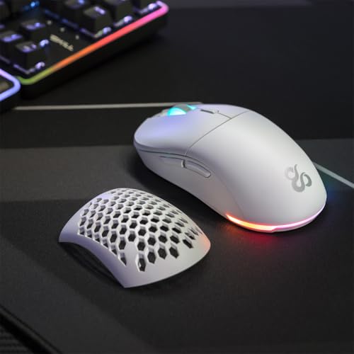 NEWSKILL Mouse da gioco wireless Arakne Elite Ivory, ricevitore nano a 2,4 GHz, illuminazione RGB personalizzabile, sensore ottico, 16000 DPI, 9 pulsanti programmabili, bianco - Mouse gaming - Immagine 2