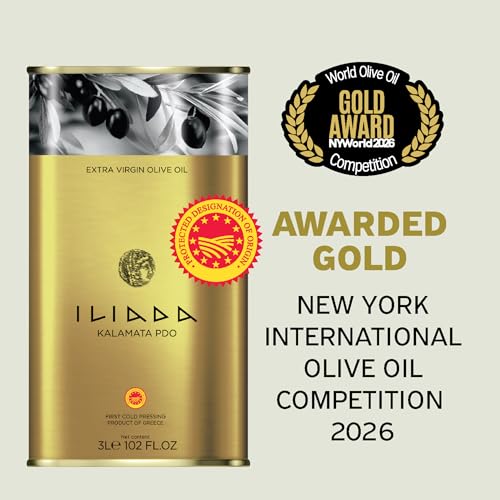 Image of Iliada Kalamata PDO Extra Virgin Olive Oil, 3Lt | Multi-Awarded | Single Region 100% Greek | Monovarietal Koroneiki | Cold Press | Polyphenol Rich | Chef's Favorite