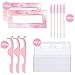 175 Pieces Lash Packaging Wholesale, Include 30 Empty Eyelashes Packaging Box, 30 False Lash Trays, 15 Eyelash Tweezers and 100 Eyelash Brush Mascara Wands Disposable (Pink)