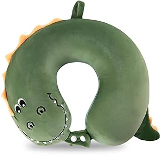 Cute Travel Pillow for Kids & Adults, 100% Pure Memory Foam U-Shaped Neck Pillow with Washable Cover, Comfortable Head Support Travel Accessories for Airplane Car Train Bus Recline,Shark