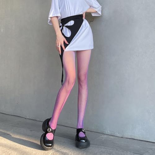 3 Pairs Gradient Color Fishnet Women's Patterned Tights with Design Ombre Pantyhose Sheer Shining Stockings4