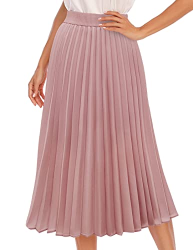 DRESSTELLS Plissee Rock Damen Chiffon Maxi Langer Faltenrock A-Linie...