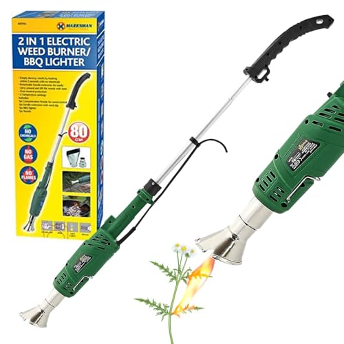 2 in 1 Electric Weed Burner - 2000W & BBQ Lighter, Camping, Weeding Wand | Garden Weeds Killer, Blowtorch, 2000 Watt | 80Cm, Multi Purpose Gardening Hand Tool, Igniter