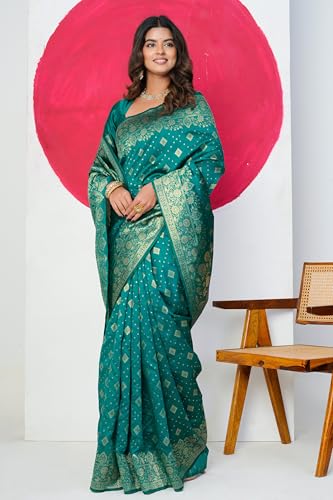 Image of MIRCHI FASHION Women Saree | Banarasi Silk Woven Design Daily Regular Use Sari with Blouse