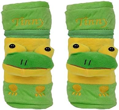 AlyaThe Cheeky Kidzz Stretchable Soft Animal Popup Plush Feeding Bottle Cover Washable with Zipper Closure & Holding Strap Suitable Upto 250ml Feeding Bottles (Pack of 2)(Green-Green)