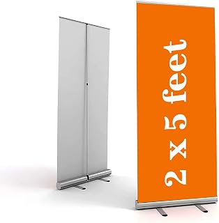 Retractable Roll up Banner Stand Display, 2 x 5 Feet, Metal Base, for Advertising, Trade show etc. Price In India