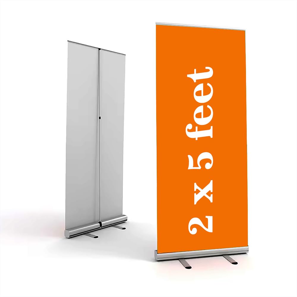 BUY 1 GET 1 Free, Rollup Banner Standee 2x5 feet with Metal Base | Portable | Foldable for Advertising, Exhibitons etc. ( Pack of 2 pcs ).-image-28