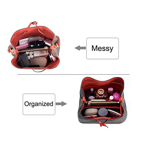 Emovendo 2Pcs Handbag Organizer Insert, Felt Purse Organizer With Zip For Lv Bag In Bag Neonoe Noe Series Red #TOP1