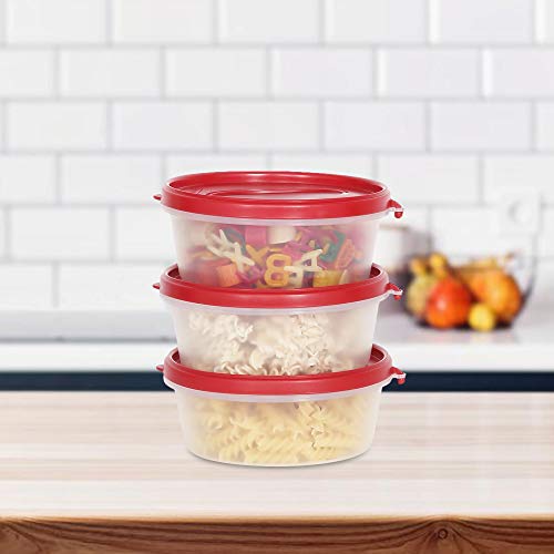 Image of Cutting EDGE Nesterware 500ml Stackable Food Container (Set of 3, Red) | BPA-free plastic, stackable design, leak-proof, kitchen storage, pantry, fridge, meal prep, reusable, travel use