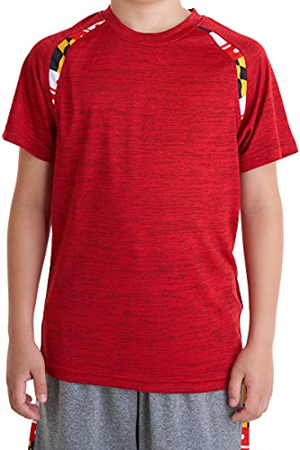 Youth Size Maryland State Souvenir Short Sleeve Gift T-Shirt with Maryland Flag Shoulder Inserts