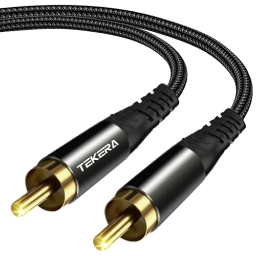 TEKERA RCA Coaxial Cable 1M, Digital Audio Cable, Gold Plated Digital Coaxial Cord for Audio Systems, Subwoofer, Home Theatre, Amplifier, PS3, Wii, Car Sound Systems, Speakers, DVD Players
