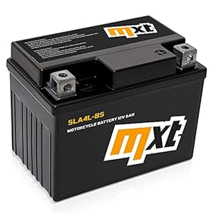 Maxtuned 12V 5Ah SLA4L-BS Scooter Batterij, Onderhoudsvrij Waterdicht Voorgeladen Vergelijkbaar met YTX5L-BS YB4L-B YTX4-BS