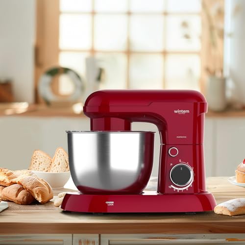 Avilia - Planetaria Silenziosa Multifunzione 1500W con Ricettario e Accessori Inclusi, Ideale per Impasti Dolci e Salati, Mixer con 10 Velocità e Funzione Pulse, Ciotola Acciaio 5L (Rosso) - immagine 5