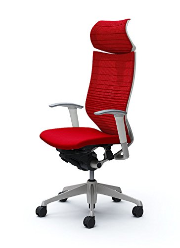 オカムラ オフィスチェア バロン 可動ヘッドレスト 可動肘 座クッション レッド CP81DW-FGR9