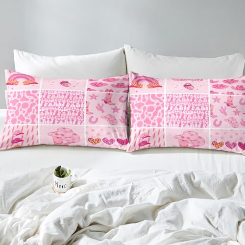 Housse de couette cowgirl rose pour chambre d'enfant style patchwork Loussiesd - 5
