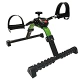 Folding Mini Pedal Exerciser with Digital Screen and Adjustable Resistance - Green with roller massager rings