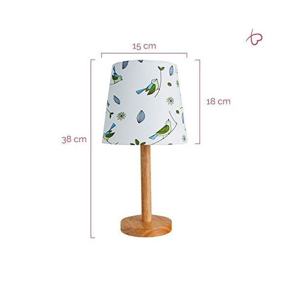 Pauleen 48036 Cute Bird Lamp Tischleuchte max. 20W Tischlampe für E27 Lampen Kinderzimmerlampe Vogel Grün Blau Stoff… – Bild 5