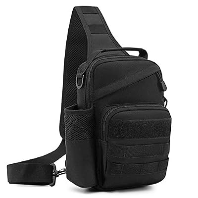 BAIGIO Zaino Monospalla Uomo Militare Casuale Marsupio Sportivi Borsa a Tracolla Marsupio Uomo Sportivo USB Borsetta Monospalla Militare per Campeggio Escursionismo Ciclismo Viaggio (Nero)