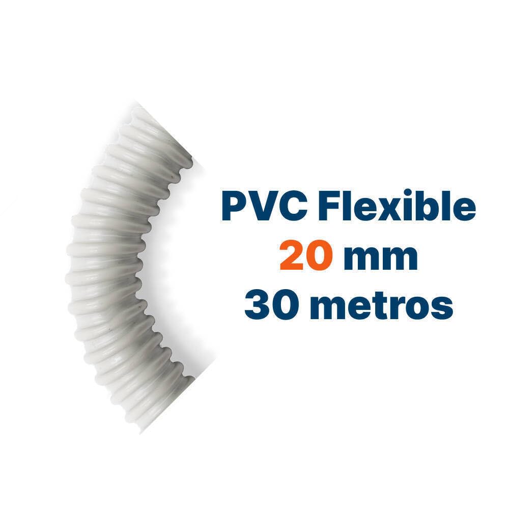 Tubo De PVC Flexible Electroflex Ø20 mm – Rollo de 25 Metros – Protección Para Cableado – Instalación Segura – Apto Para Interior y Exterior – Color Blanco