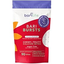 Calcium Citrate Bariatric Calcium Chews with 1000 IU Vitamin D3 - Ideal for Bariatric Patients - BariBurst by Bari Life Fruit Punch