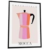 JUHMI Poster Vintage Mocca Italo Caffe Maker - Aesthetic Room Decor/Zimmer Deko Aesthetic - Wanddeko Wohnzimmer Schlafzimmer Küche Badezimmer Mokka Coffee Pot - A3 (29,7x42cm) Ohne Rahmen