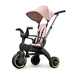 Doona Liki Baby Trike S1, Blush Pink Foldable Trike with Parent Handle, Multi-Position Recline, Durable Wheels, UPF 50+ Canopy, Tricycles for 1-3 Year Olds, Perfect for Toddlers