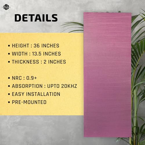 Image of Artiqtone Acoustic Rockwool Sound Absorption Panels 36 inch x 12 inch x 2 inch (Set of 2) | NRC 0.9 Noise Reduction Wall Panels | Rock Wool for Soundproofing Studio, Home & Office (Rosewood)