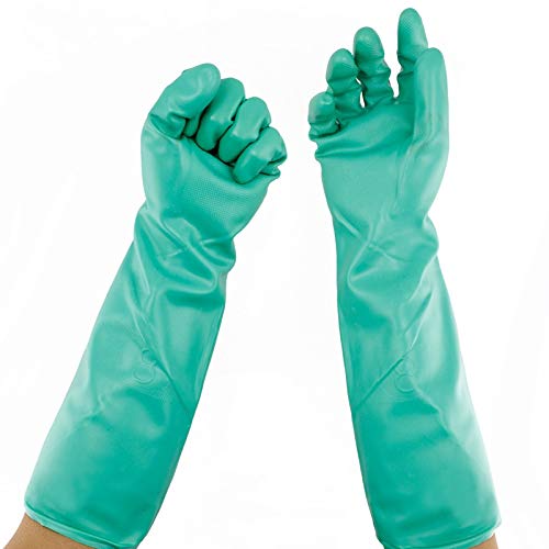 Gants de travail résistant à l'usure Gants de travail allonger huile/nitrile caoutchouc/plante chimique/peinture/gants ménagers (Color : Green, Size : L)