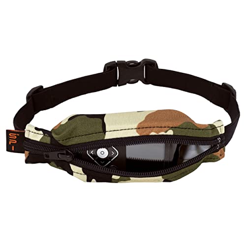 SPIbelt Kids No-Bounce Belt with Hole for Insulin Pump, Medical Devices or Headphones for Active Kids! (Camo with Black Zipper)