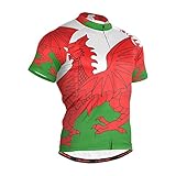 Wales Flag Men's Cycling Jersey Short Sleeve Bike Jacket Biking Bicycle Jersey Shirt