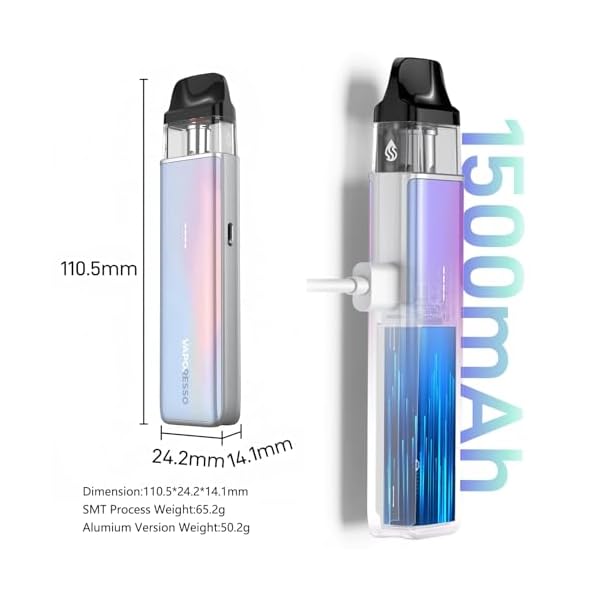 Vaporesso XROS 5 Mini Kit Auto draw Electronic Cigarette Vaporizer, 30W MTL Vape with 1500mAh Battery 3ML XROS Pod Cartridge 0.6ohm COREX 3.0 Vaping sans nicotine (Cristal pastel)