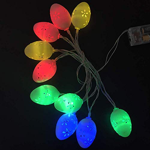 WesGen 10 LED 4.9ft Easter Egg String Lights Battery Powered Fairy String Lights Easter Holiday Party Home Decoration