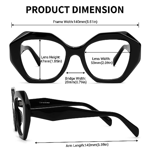 Image of Zeelool Stylish Oversized Geometry Glasses Blue Light Blocking for Women Men Cali ZJGA351954-01 Black
