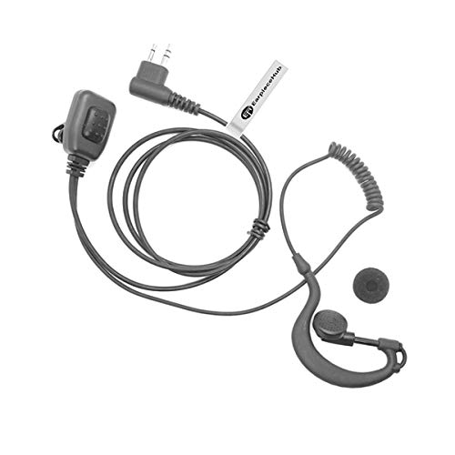 G-Shape Earpiece Police Security Earpiece Ear Hanger PTT Mic Microphone Compatible with 2 Pin Motorola CP040, GP300, CP140, 2 Way Radio