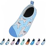 Geweo Aquaschuhe Jungen Kinder Badeschuhe Baby Kleinkind Sommer rutschfeste Wasserschuhe Mädchen Strandschuhe Barfußschuhe Schwimmschuhe Water Shoes Kids Boys Girls Hausschuhe Alpaka Blau 22-23