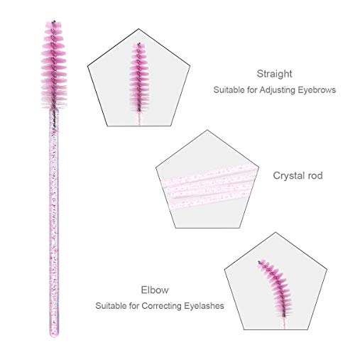 Elisel 100 Pcs Disposable Mascara Brushes Crystal Eyelash Brushes Mascara Wands Applicator Eyelash Extensions Makeup Tools Eyebrow Brush (Pink) #TOP6