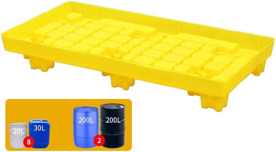 Open Modular Spill Platform Spill Containment Platform Without Top Cover, Plastic Tray Leak-Proof Pallet(Blue,121x121x17cm)(Yellow,122x62x17cm)