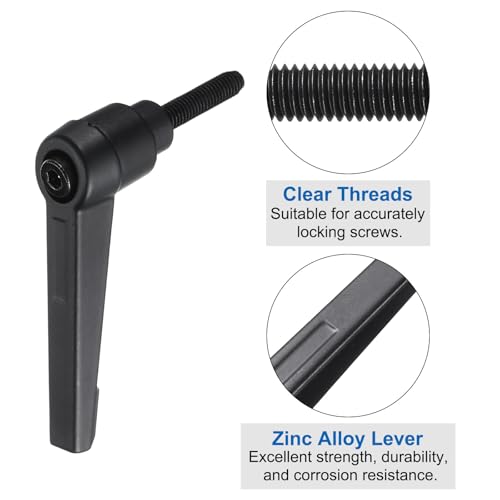 Image of uxcell 4pcs Lever Adjustable Handles M5 x 20mm Metric Male Thread with Nuts Washers, Level Clamping Handle Set Hand Stud Knobs Rotating Screw Handles Bolts with Locking Lever, Black
