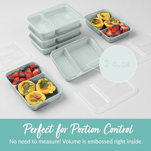Image of Bentgo Prep 2-Compartment Meal Prep Containers with Lids, 20 Piece Set