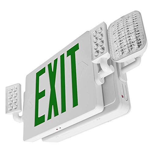 LFI Lights® Thin COMBO UL 924 Listed, Green LED, Exit Sign with Emergency Lights, White, 120-277VAC Hardwired with Battery Backup, Optional Double Face and Knock Out Arrows COMBOTGWBB 4 Pack - Thumbnail 5